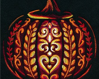 Glowing Pumpkin Embroidered waffle weave Hand/Dish Towel