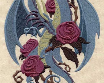 Rose Dragon Embroidered Waffle Weave Hand/Dish Towel