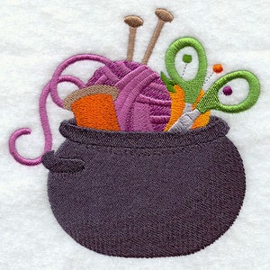 Cauldron of Stitches Embroidered Waffle Weave Hand Towel image 1