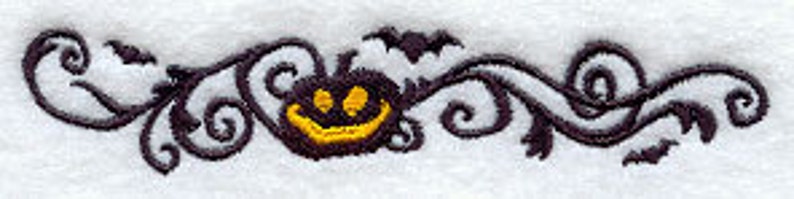 Filigree Jack-o-Lantern Border Embroidered Waffle Weave Hand/Dish Towel image 1