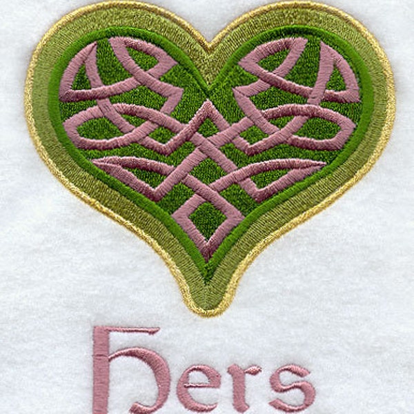 Celtic Knot Heart HERS Embroidered Waffle Weave Hand/Dish Towel