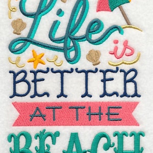 Life is Better at the Beach Embroidered Waffle Weave Hand/Dish Towel image 1