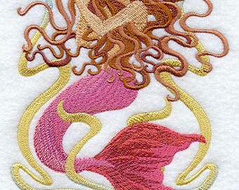 Toalla de tejido gofrado con bordado de sirena Melody