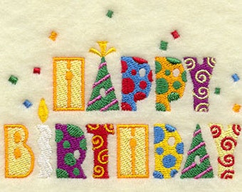 Happy Birthday Message Embroidered Waffle Weave Towel