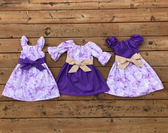 Girls' Floral Easter Dress: Lilac, Lavender & Gold Cotton