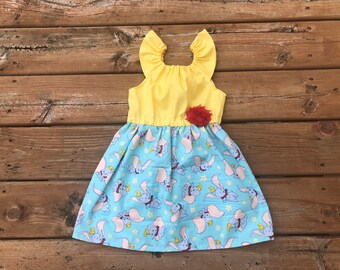 Embroidered dumbo birthday dress Dumbo party dumbo Birthday Dress Girls dumbo Dress elephant Birthday Dress carnival dress