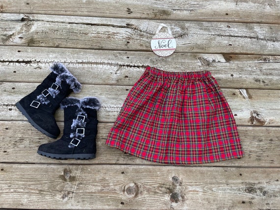 Girls Red Tartan Plaid Flannel Christmas Skirt 6 12 18 2t 3t 4t 5 6 7 8 Holiday Skirt Outfit Toddler Baby Infant Etsy