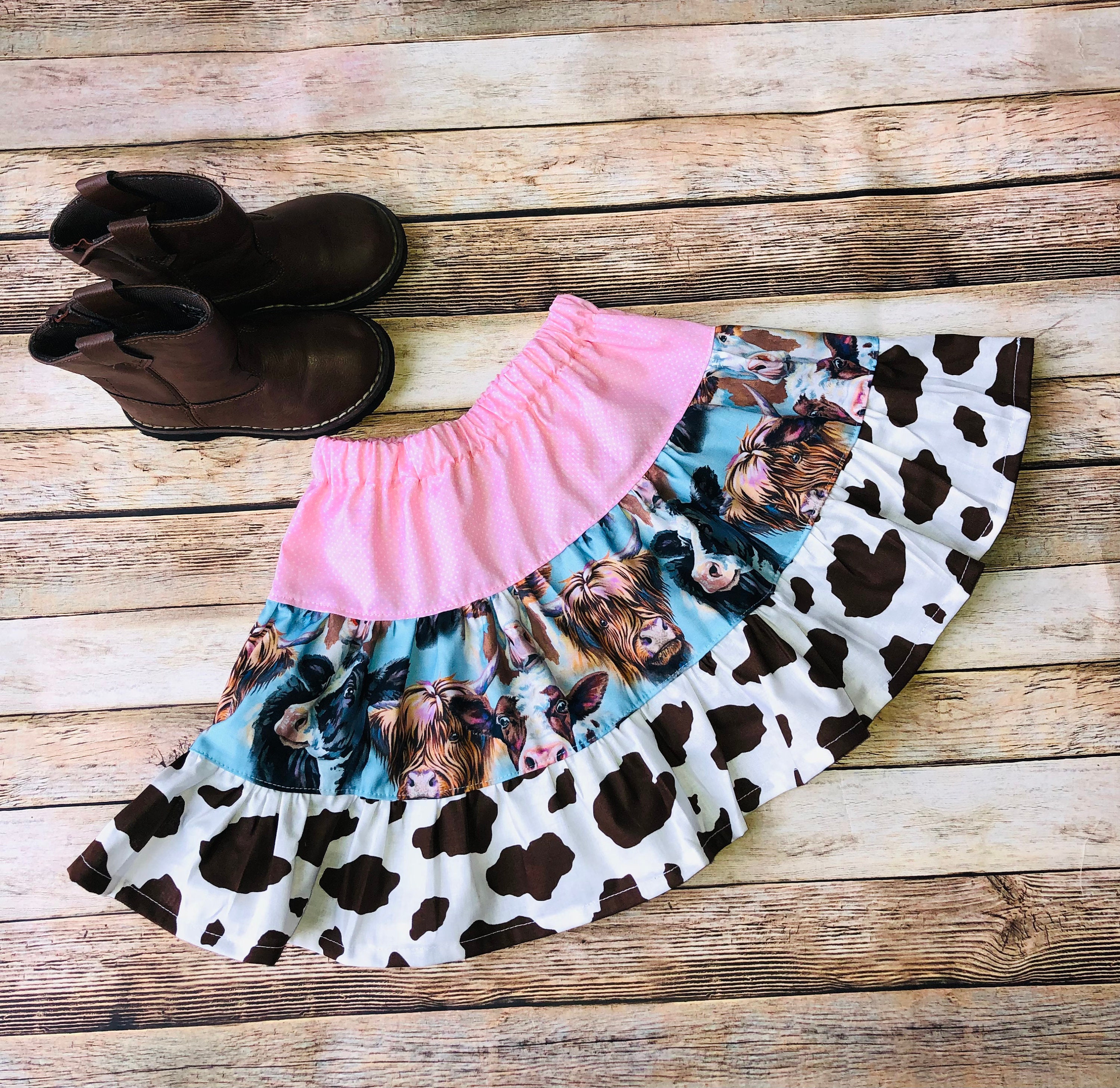 Cow Print Skirt - Etsy