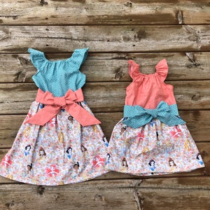 Girls Princess Birthday Dress Disney Inspired 0 3 6 12 18 2t 3t 4t 5/6 7/8 9/10 Belle Cinderella Ariel Snow White Tiana Disney themed