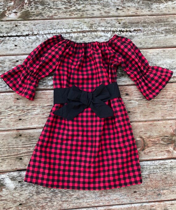 red check girls dress