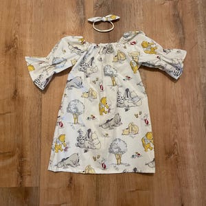 Winnie the Pooh Dress 6 12 18 24 2T 3T 4T 5/6 7/8 Birthday 100 Acre Wood Tigger Eeyore Piglet Vintage look