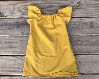 Girls' Mustard Peasant Dress
