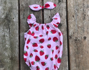 Sweet Strawberry Baby Romper 0 3 6 12 18 2 3 4 Playsuit Girls Toddler Birthday Outfit Strawberry Fields, Very Berry Birthday Berry Patch