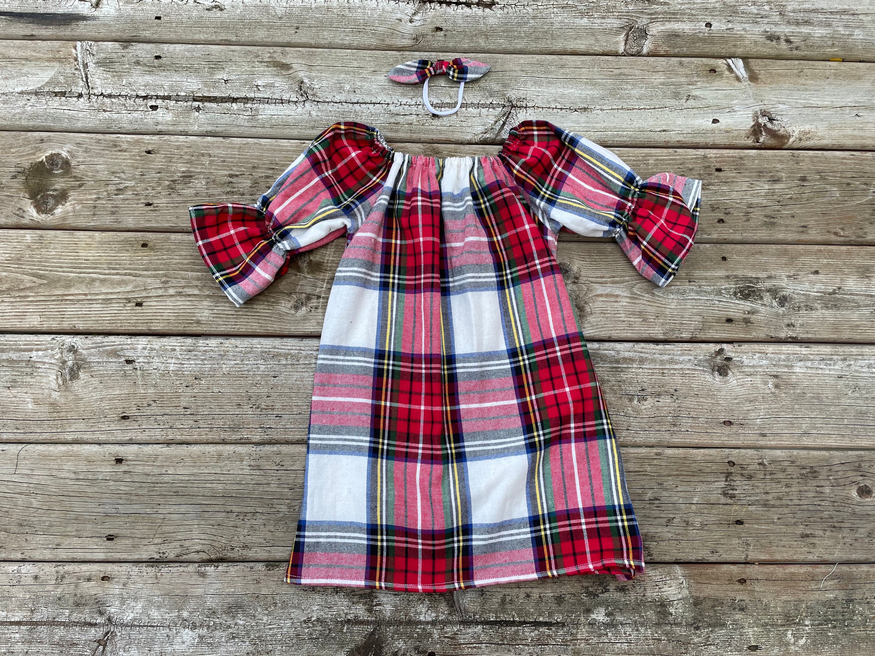 Girls Flannel Plaid Dress: Holiday Christmas Family Photo
