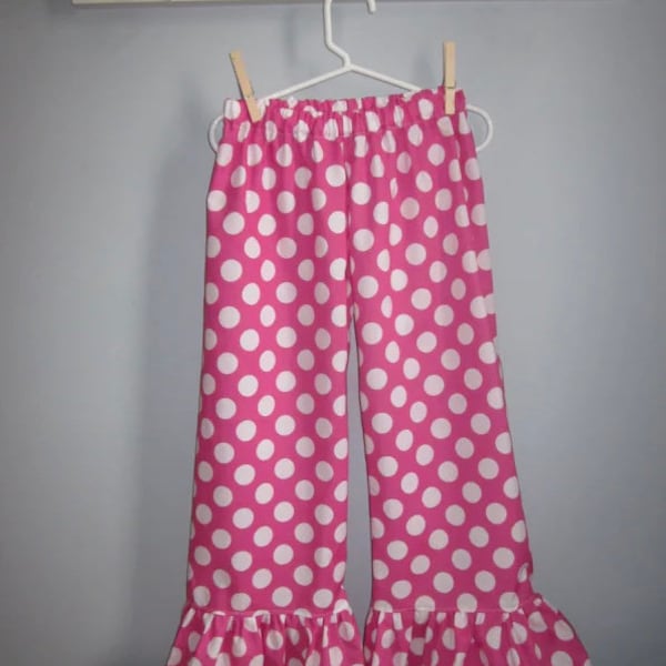 Girls ruffle pants - pink and white polka dot or red and white polka dot 12 18 24 2T 3T 4T 5 6 7 8 Minnie Mouse Pants Disney Inspired