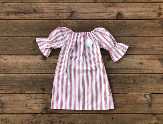 red and cream striped dress Red and cream maxi dress with wavy print and bow