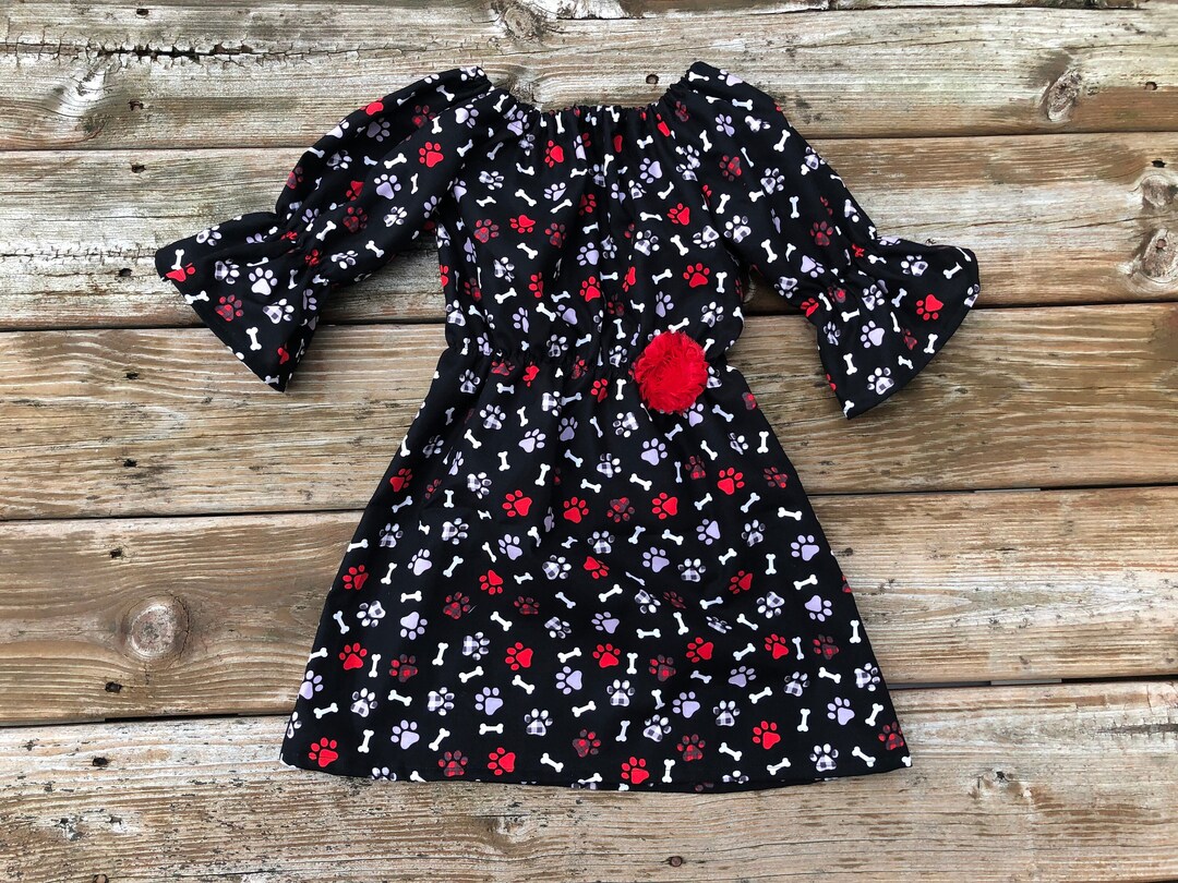 Girls Paw Print Dress: Buffalo Plaid Puppy Lover Outfit - Etsy