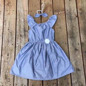 Girls Light Blue Chambray Dress