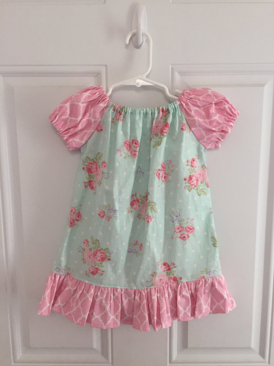 Girls Easter Dress Shabby Chic Ruffled Pink Blue Floral 3 6 | Etsy