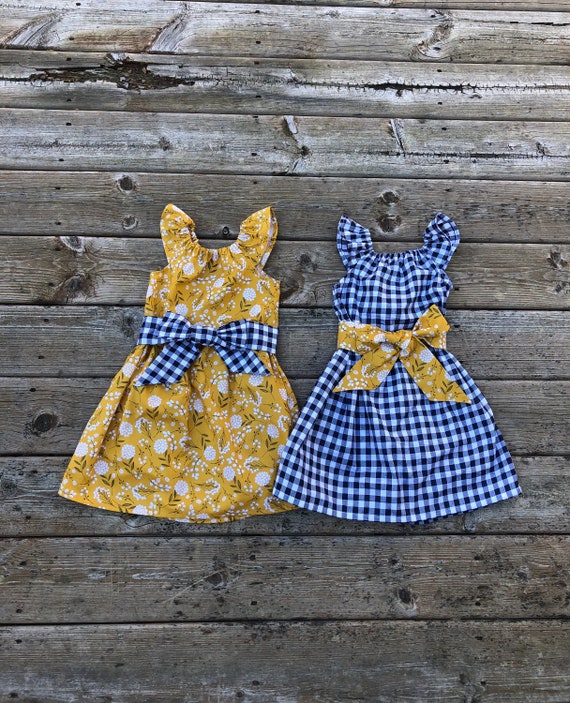 Mustard checked dress top