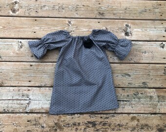 grey peasant dress Girls Gray Polka Dot Dress: Holiday Family Photo Outfit GREENGUARD Gold