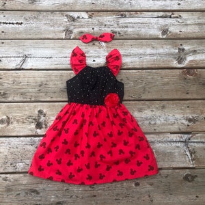 Girls Birthday Dress Mickey Mouse Disney Inspired Dress Flutter Sleeve 3 6 12 18 24 2t 3t 4t 5 6 7 8 9 10 Magic Kingdom Epcot Disneyworld