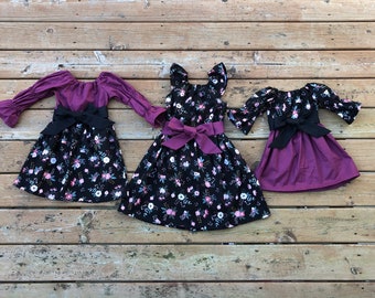 Girls Black Floral Dress Black Berry Green 3 6 12 18 24 2t 3t 4t 5 6 7 8 9 10 Holiday Wedding Sister Matching Mothers day