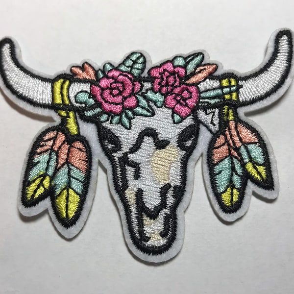 Longhorn Cow Skull Iron on patch VSCO for clothing backpacks Face Mask Patch