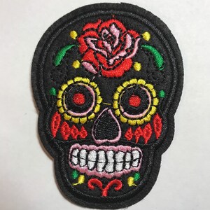 Day of the Dead Black Iron on Applique VSCO Patches for Backpacks Clothing Face Mask Patch skull