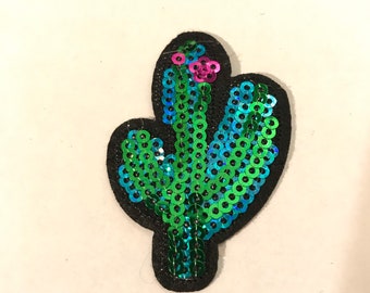 Cactus sequin Iron on patch VSCO for clothing backpacks Face Mask Patch Succulent