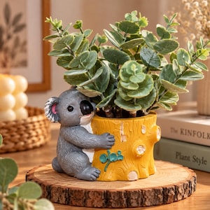 Hand Painted Koala Planter, Cute Animal Plant Pot, Australian Koala Home Decor, Handmade Gift