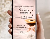 Espresso Martini Animated Birthday Invitation Template | Tini Bit Older Luxury Invite | Edit-In-Canva