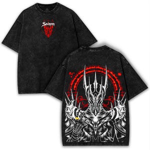 Sauron Dark Lord Washed T-Shirt: Epic Fantasy Streetwear - Magic Ring Villain Graphic