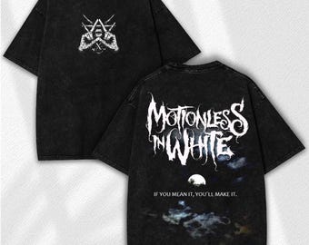 Motionless In White Washed Tee: Gothic Vintage Streetwear Dark Style - Moon Night Graphic