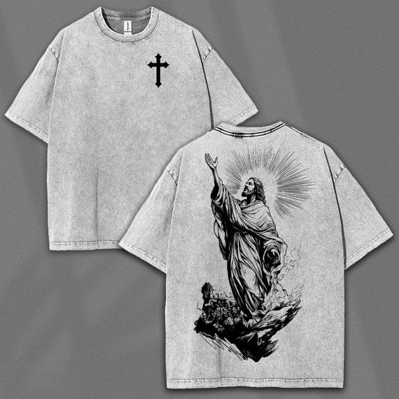 Jesus Ascension T-shirt: Washed Vintage Christian Streetwear