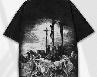 Jesus Christ Cross Washed Shirt: Death to Life Vintage Faithcore