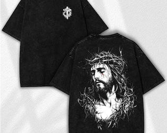 Jesus Crown of Thorns Washed T-shirt – Vintage Christian Faithcore