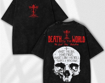 Death To The World Washed Tee: Vintage Gothic Christian Streetwear - Memento Mori Skull Faith Design