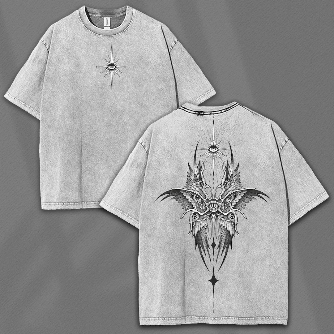 All-seeing Eye T-shirt: Vintage Washed Oversized Streetwear