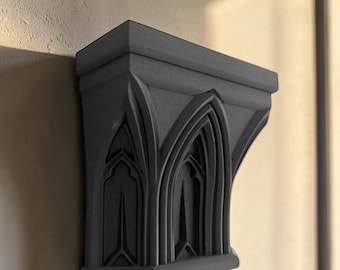 Gothic Wall Shelf Corbel – Cathedral Arch Floating Shelf Bracket, Decorative Wall Shelf Support, Dark Decor Bathroom, Bedroom, Living Room