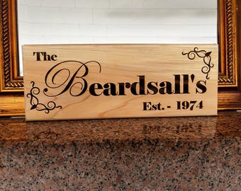 Custom Family Name Wooden Sign — Personalized Engraving