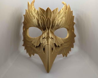 Máscara de cuervo mítico / Máscara de pájaro dorado para cosplay, mascaradas o eventos de disfraces / Diseño inspirado en el Doctor de la Peste Fantástica / Talla única