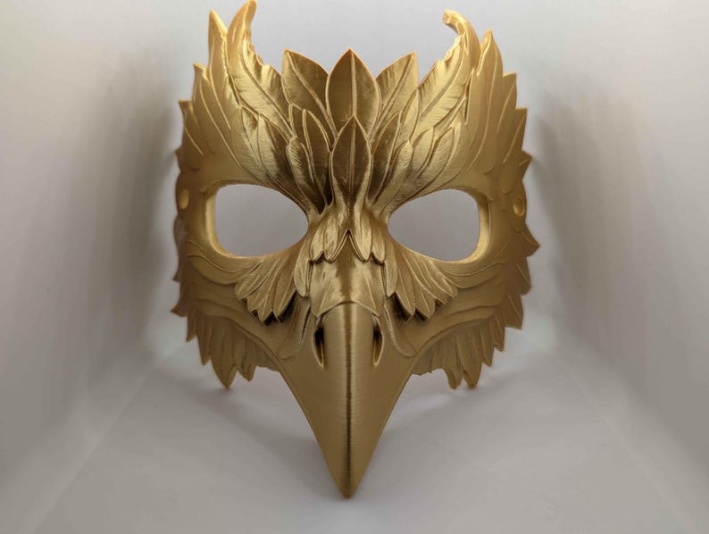 Mythic Crow Mask | Gold Bird Mask for Cosplay, Masquerade, or Costume ...