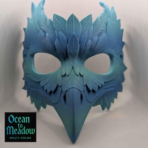 Mythic Crow Mask | Gold Bird Mask for Cosplay, Masquerade, or Costume Events | Fantasy Plague Doctor Inspired Design | One Size Fits All Ocean to Meadow