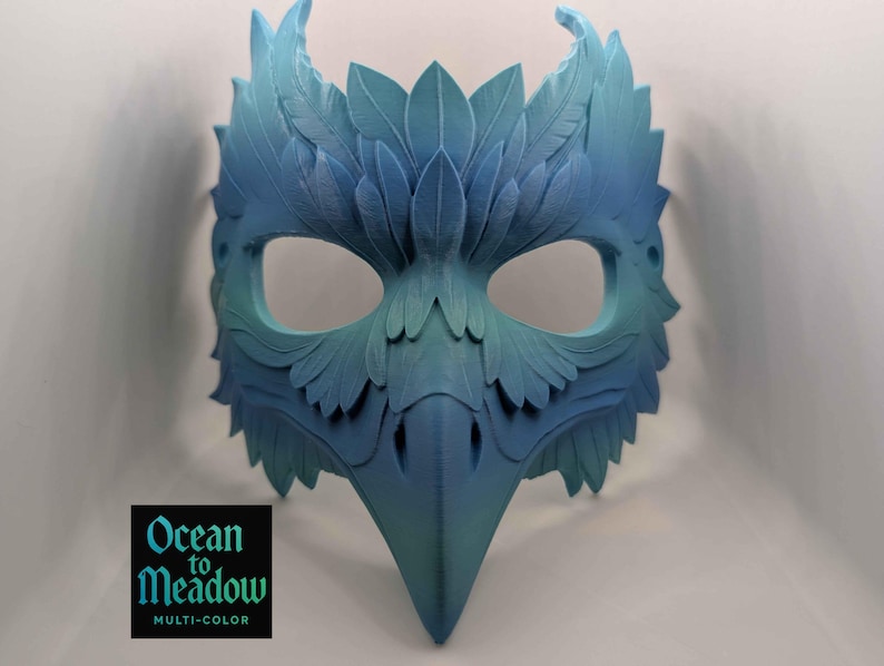 Mythic Crow Mask | Gold Bird Mask for Cosplay, Masquerade, or Costume Events | Fantasy Plague Doctor Inspired Design | One Size Fits All Ocean to Meadow