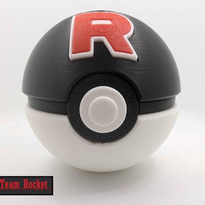Pokébola del Equipo Rocket / Edición Villano Negro y Rojo / Pokémon de exhibición impreso en 3D