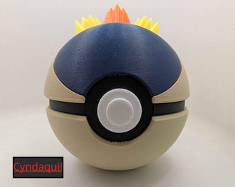Cyndaquil Pokéball | 3D Printed Fire-Type Fan Art Collectible