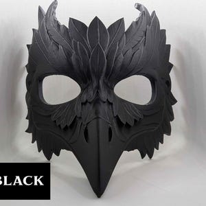 Mythic Crow Mask | Gold Bird Mask for Cosplay, Masquerade, or Costume Events | Fantasy Plague Doctor Inspired Design | One Size Fits All Black