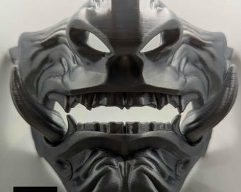 Oni Mask | 3D Printed Samurai Demon Mask | Japanese Yokai Cosplay Prop