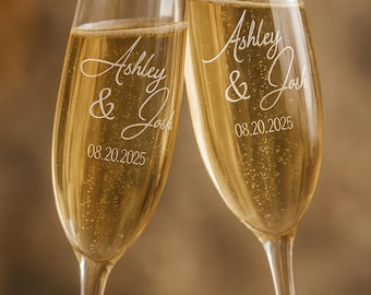 Gepersonaliseerde champagneglazen, roosterglazen bruiloft, set van 2